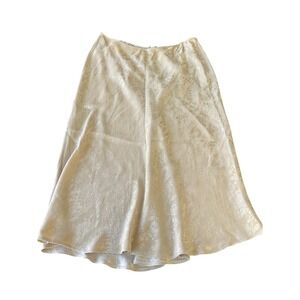 Vintage DKNY Donna Karan Gold Jacquard Floral Midi Skirt Womens 12 Champagne